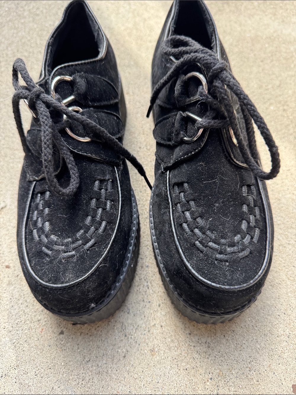tuk Black Suede Lace-Up Creeper Flats